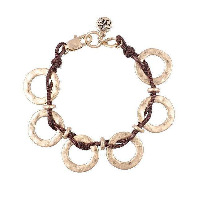 Bella Uno Gold Tone Open Circle Cord Bracelet, Womens Product Image