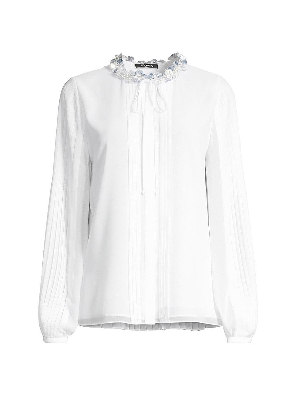 Womens Dakota Embellished Crepe Chiffon Blouse Product Image