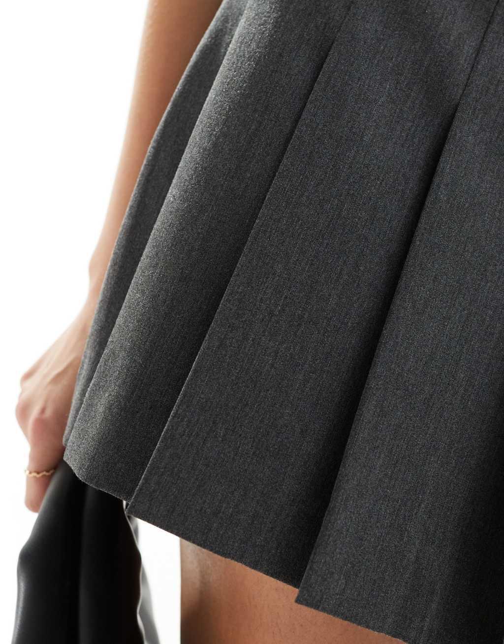 Mango cross waistband tailored skort in gray Product Image