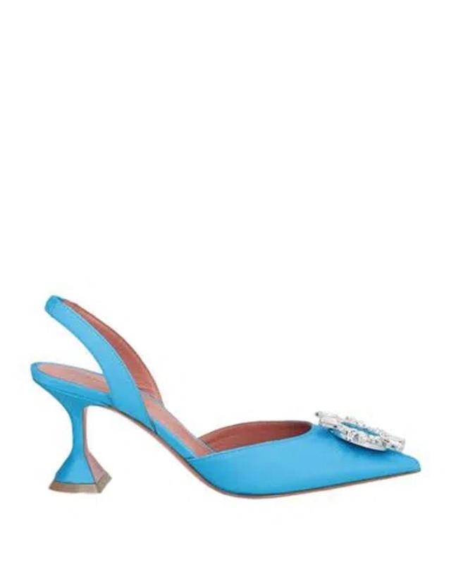 Womens Pale Blue Begum Crystal-embellished Slingback Satin Heels Product Image