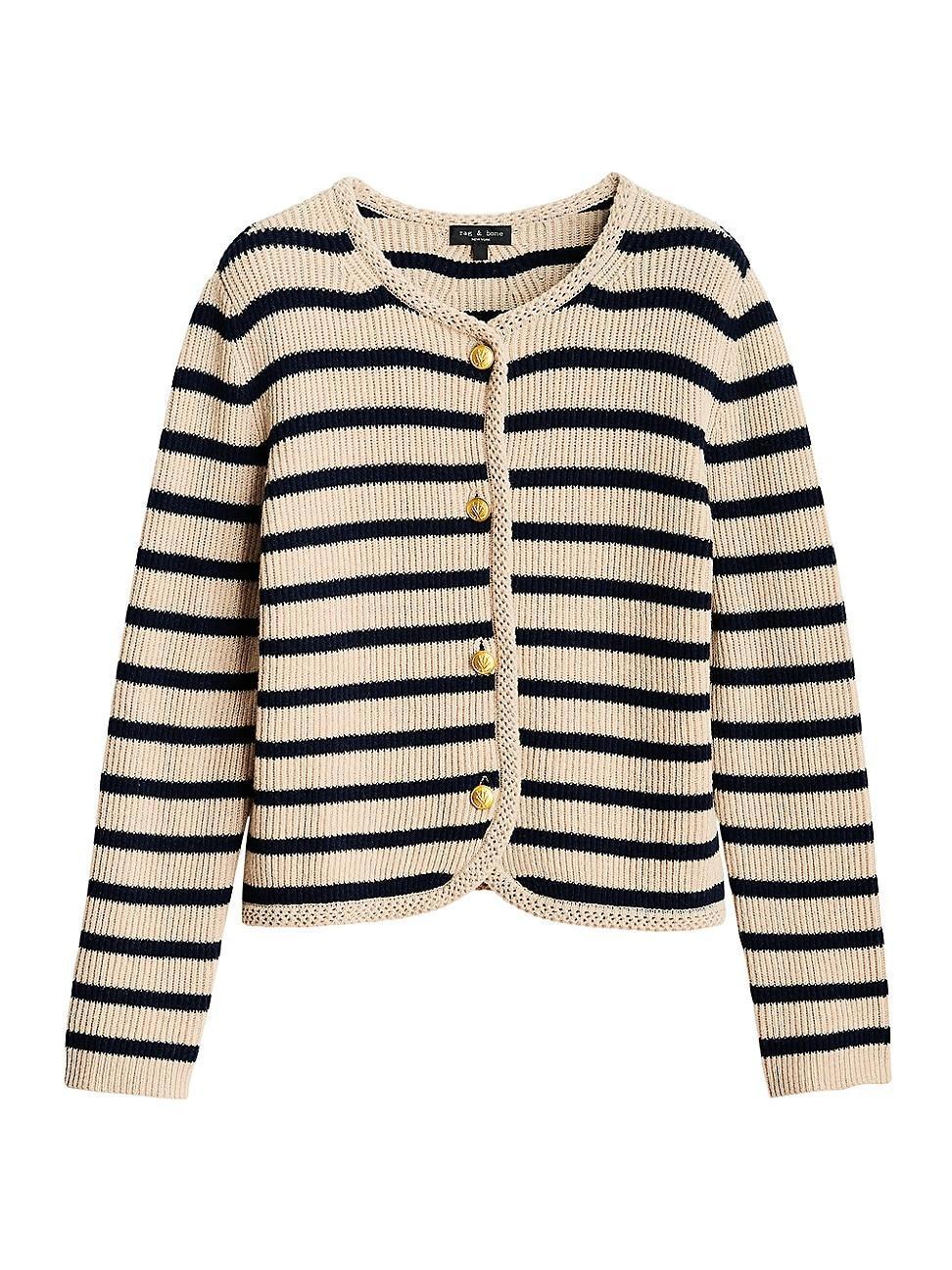 Womens Nancy Striped Merino Wool-Blend Cardigan product image