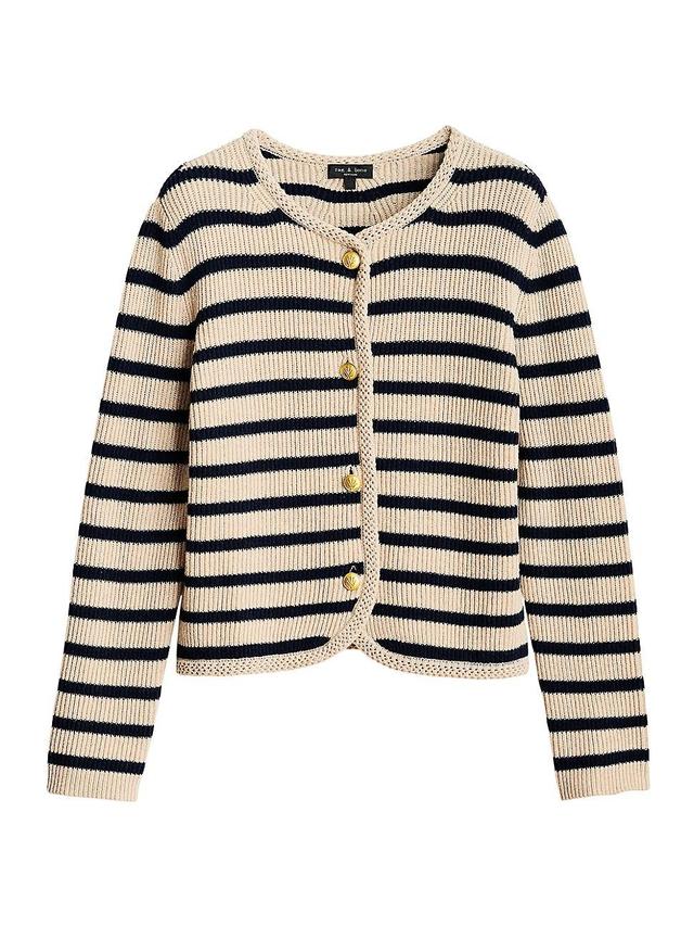 Womens Nancy Striped Merino Wool-Blend Cardigan Product Image