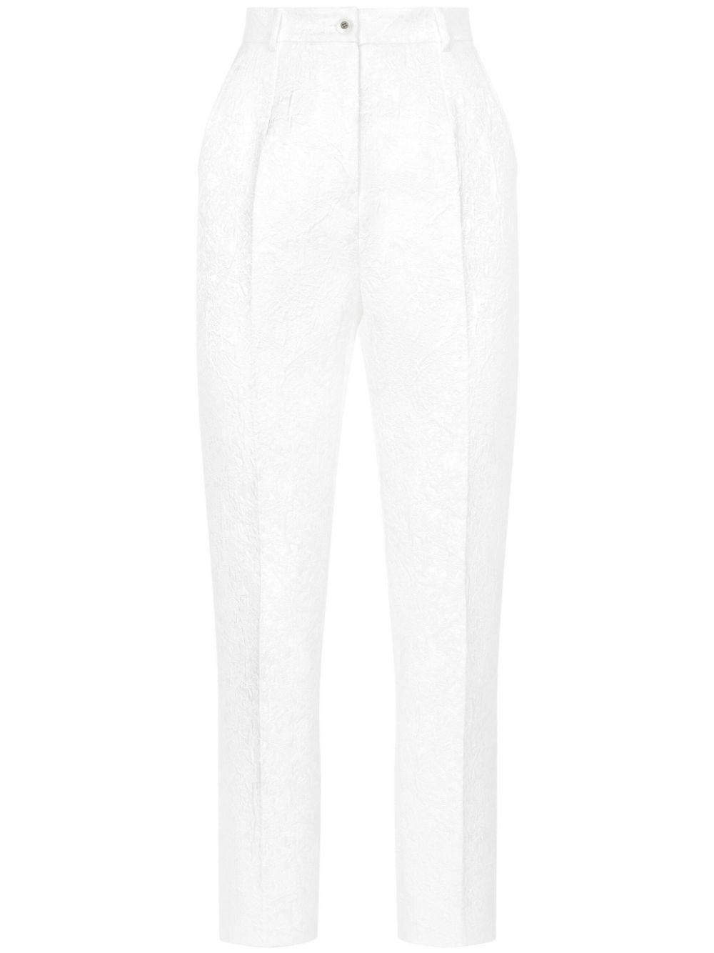 DOLCE & GABBANA Brocade Trousers In White Product Image