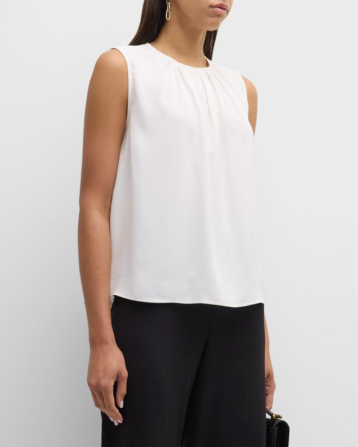 Sleeveless Ruched Crepe De Chine Blouse Product Image