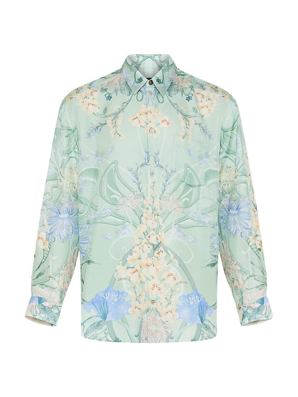 Mens Floral Silk Oversized Shirt Product Image