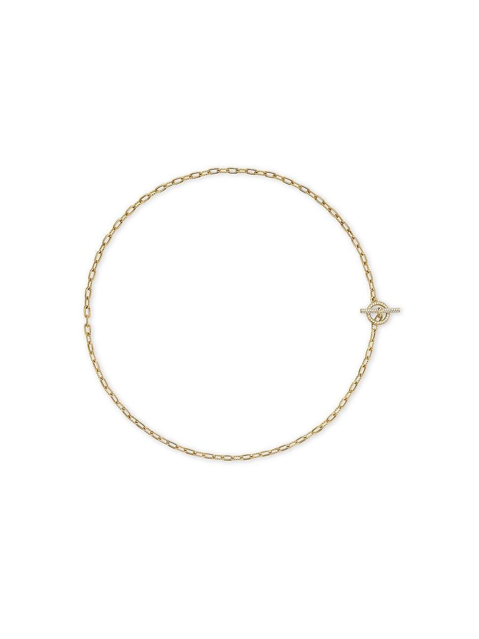 Womens DY Madison Pav Diamond Toggle Chain Necklace in 18K Yellow Gold, 3MM Product Image