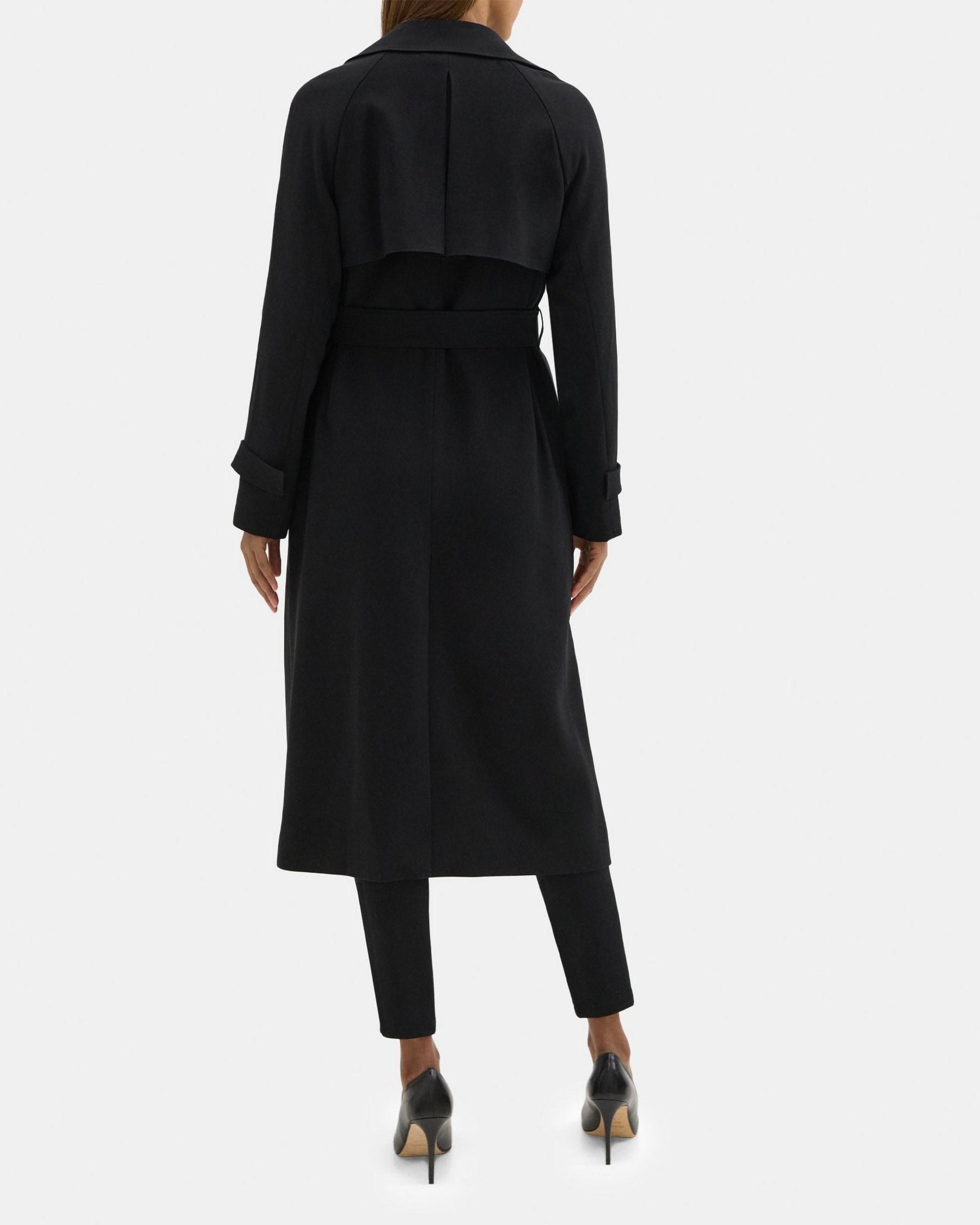 Relaxed Long Trench Coat in Crepe Product Image