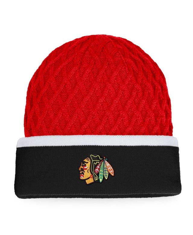 Mens Fanatics Black Chicago Blackhawks Iconic Striped Cuffed Knit Hat - Black Product Image