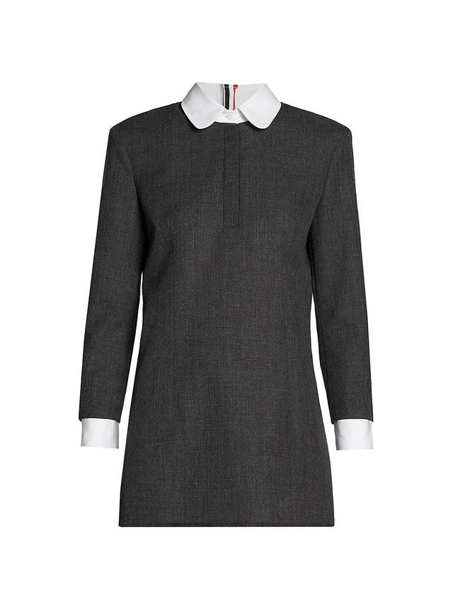 Womens Virgin Wool Collared Shift Dress Product Image