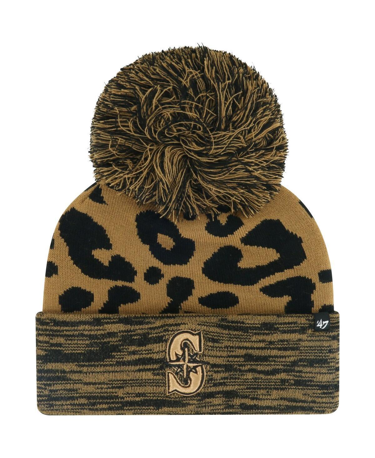 Womens 47 Seattle Mariners Leopard Rosette Cuffed Knit Hat with Pom Product Image