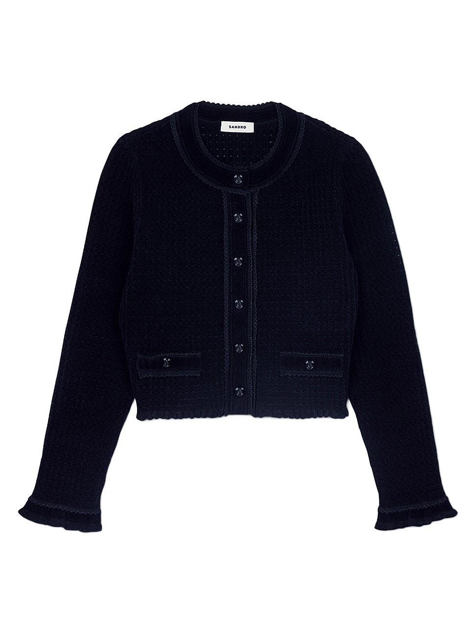 Womens Velvet Knit Cropped Cardigan product image