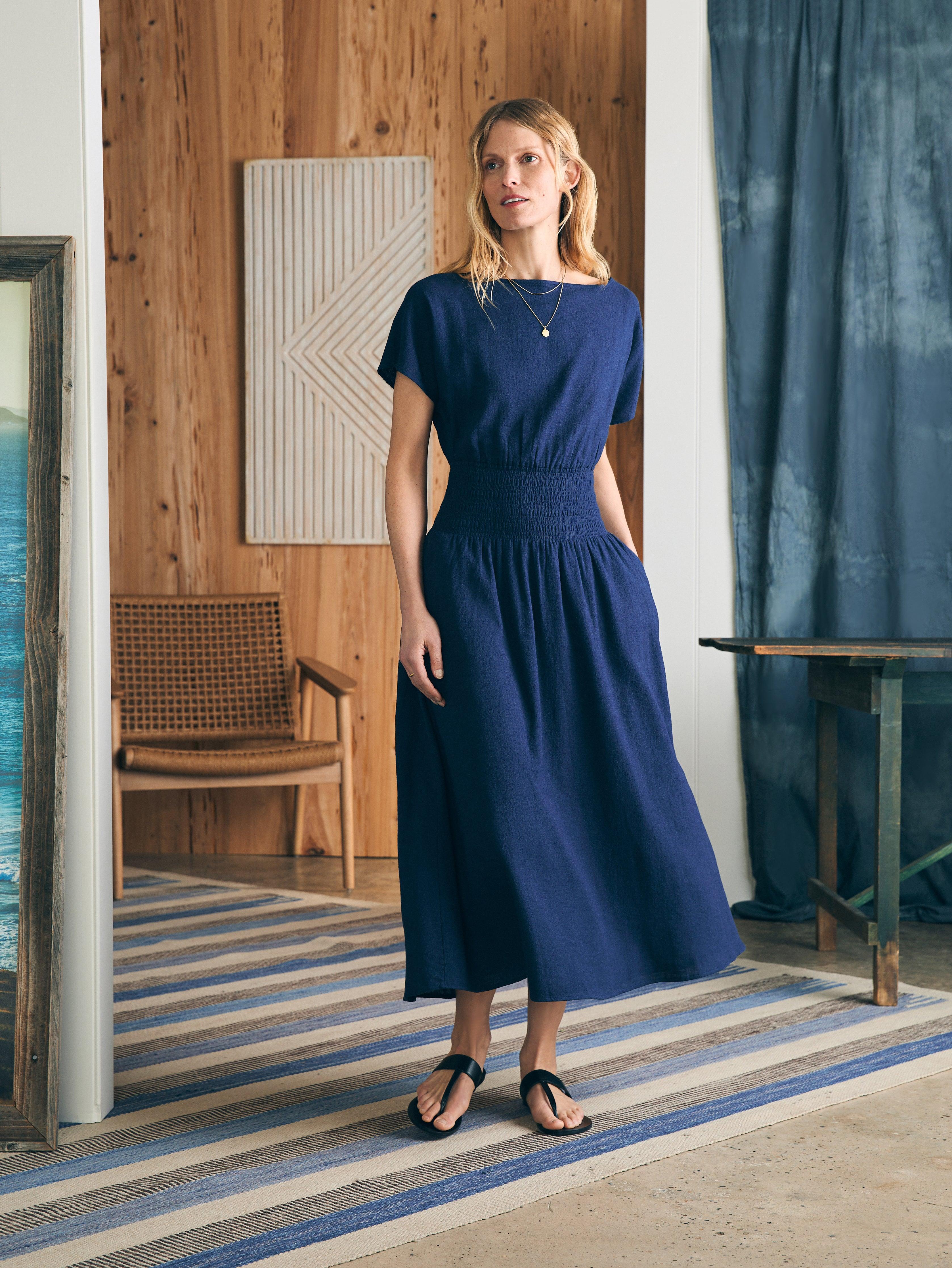 Coast To Coast Midi Dress - Navy Female Product Image