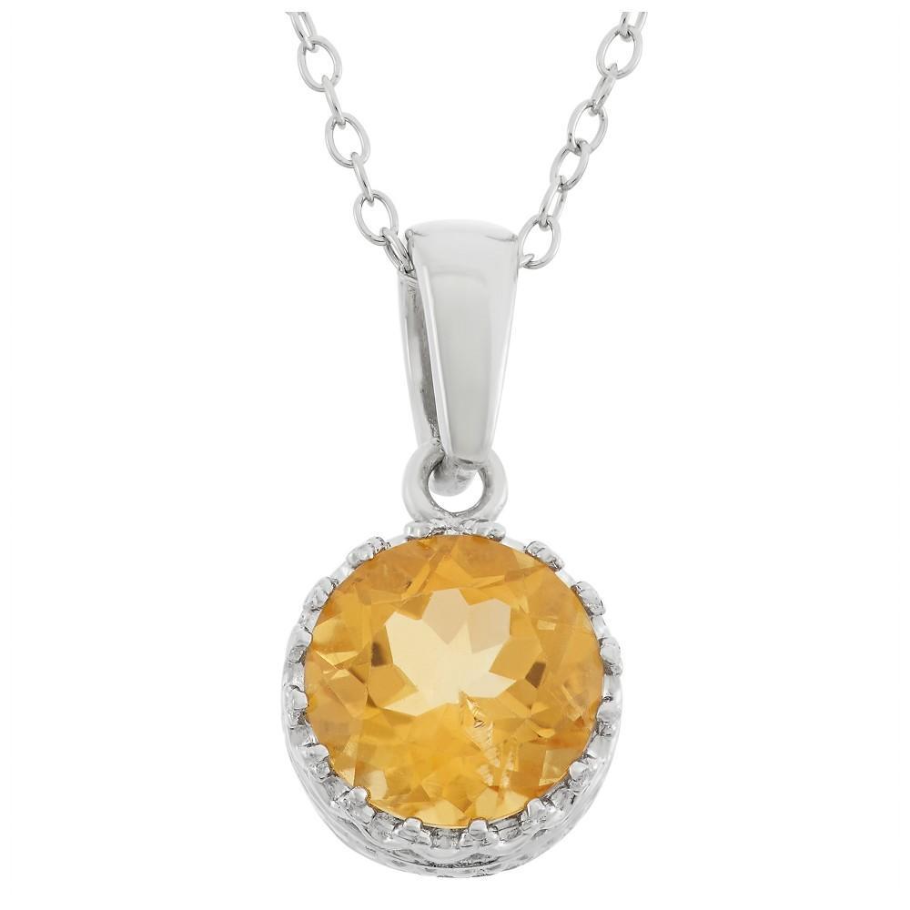 Tiara Citrine terling Silver Pendant Necklace, Womens Yellow Product Image