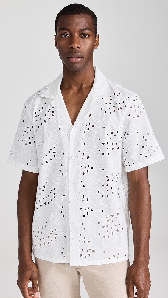 Club Monaco Camp Collar Eyelet Shirt | Shopbop Product Image