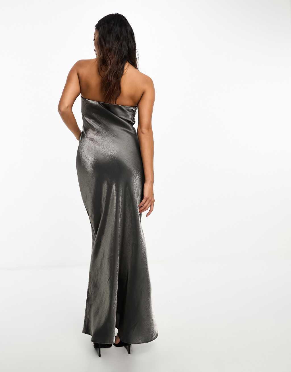 Ever New Petite metallic strapless satin maxi dress Product Image