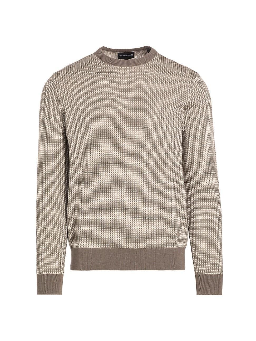 Mens Geometric-Pattern Wool-Blend Crewneck Sweater Product Image