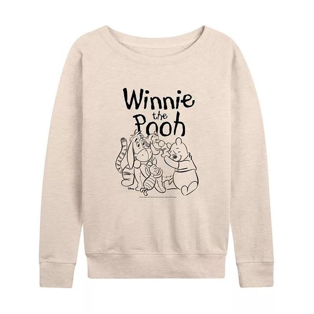 Disneys Winnie the Pooh Womens Sketched Group Lightweight French Terry Sweatshirt, Girls Product Image