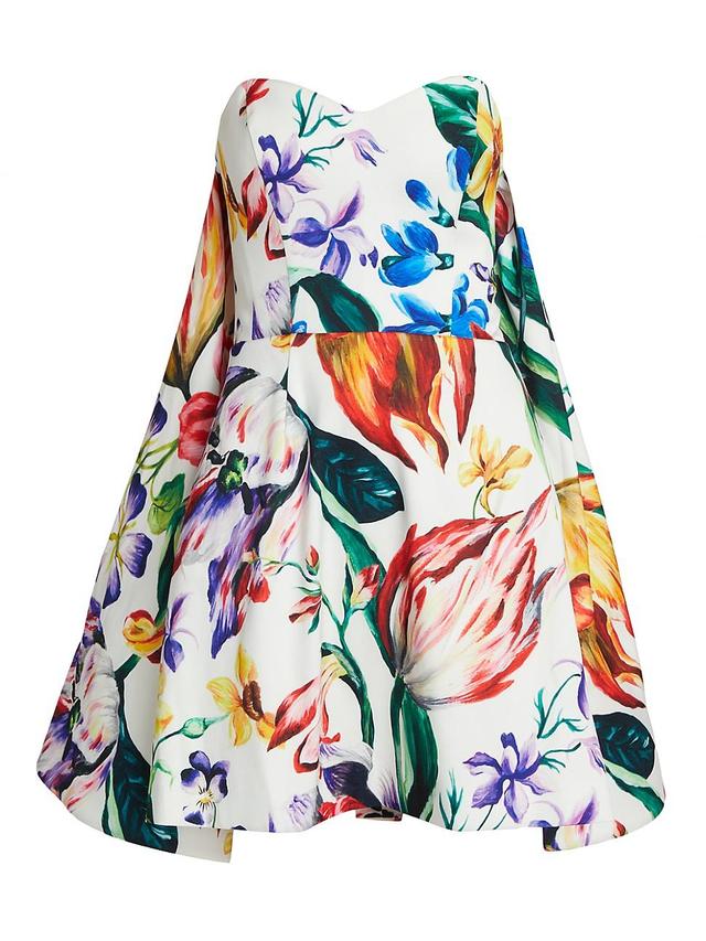 Womens Floral Mikado Satin Cocktail Minidress Product Image