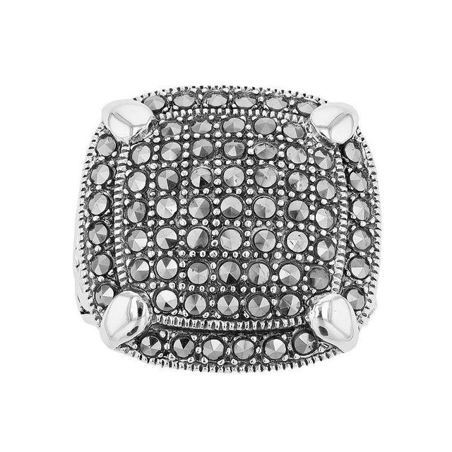 Lavish by TJM Sterling Silver Marcasite Cushion Ring, Womens Product Image