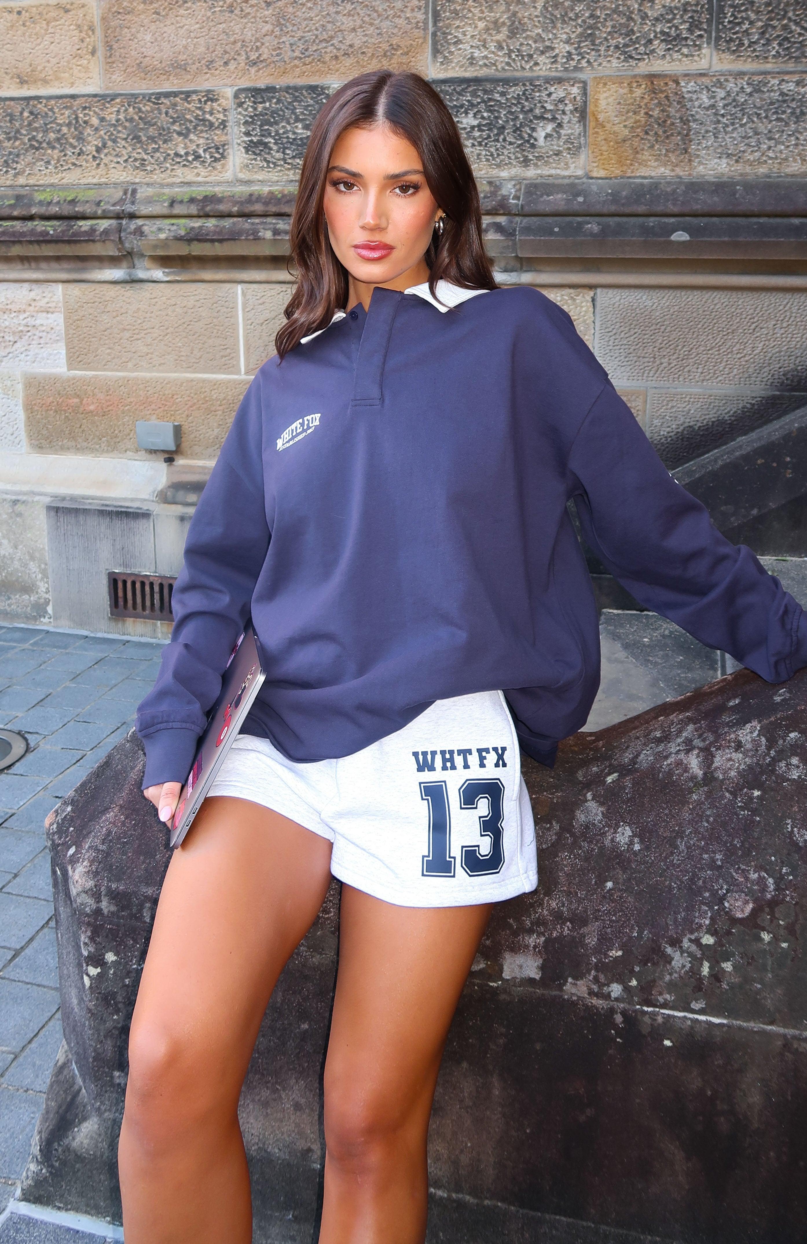 On Your Team Long Sleeve Oversized Tee Navy Product Image