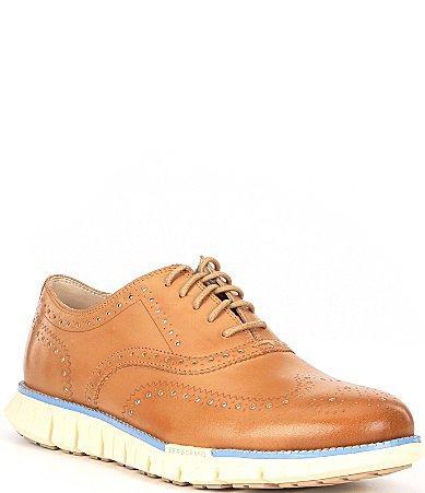 Cole Haan Mens Zergrand Remastered Wingtip Oxford Shoes - Beige Size 8 Product Image