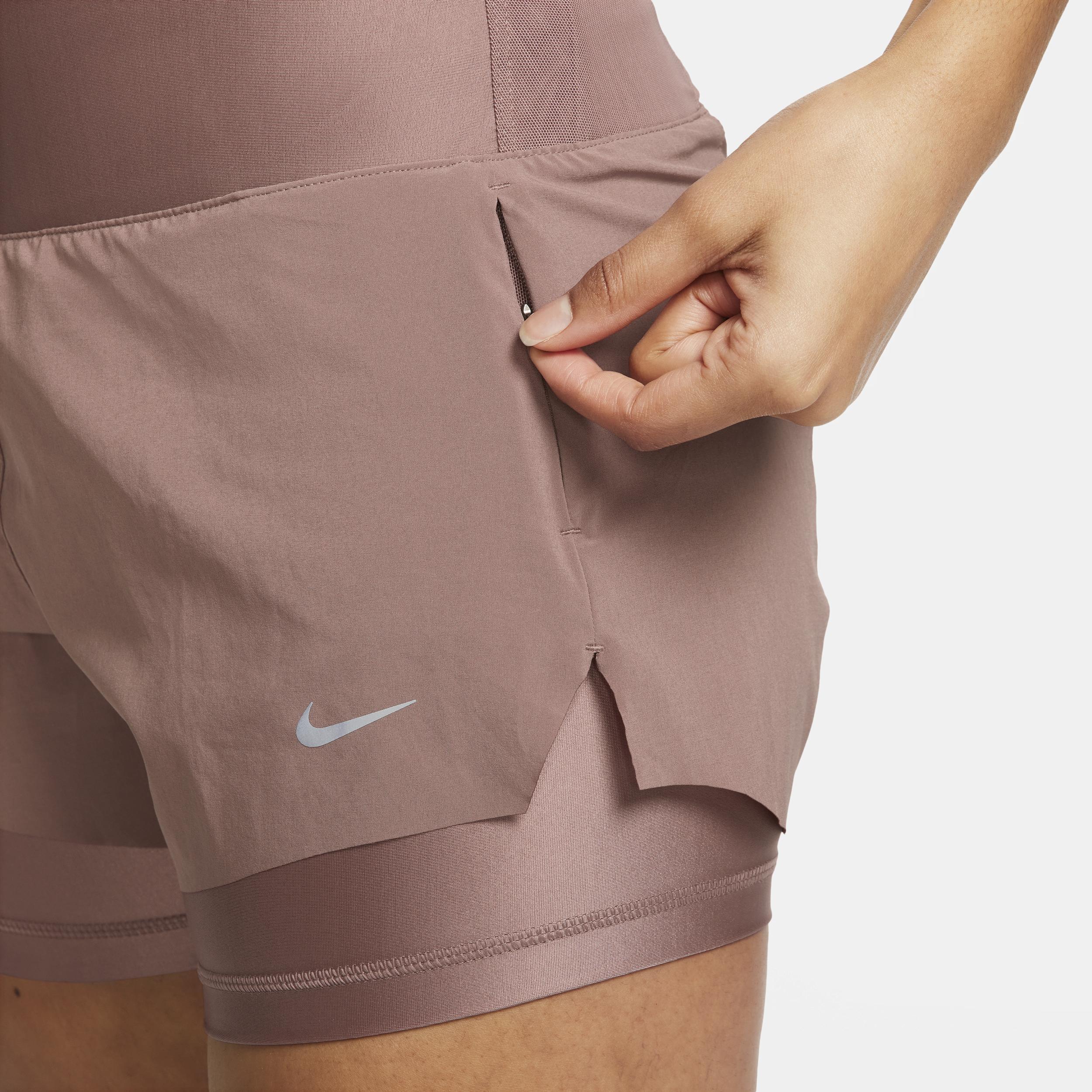 Nike Womens Dri-FIT Swift Mid-Rise 3 2-in-1 Running Shorts with Pockets Product Image