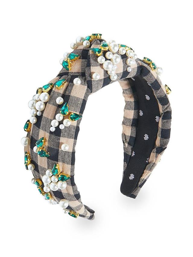 Womens Embellished Checkered Knotted Headband Product Image