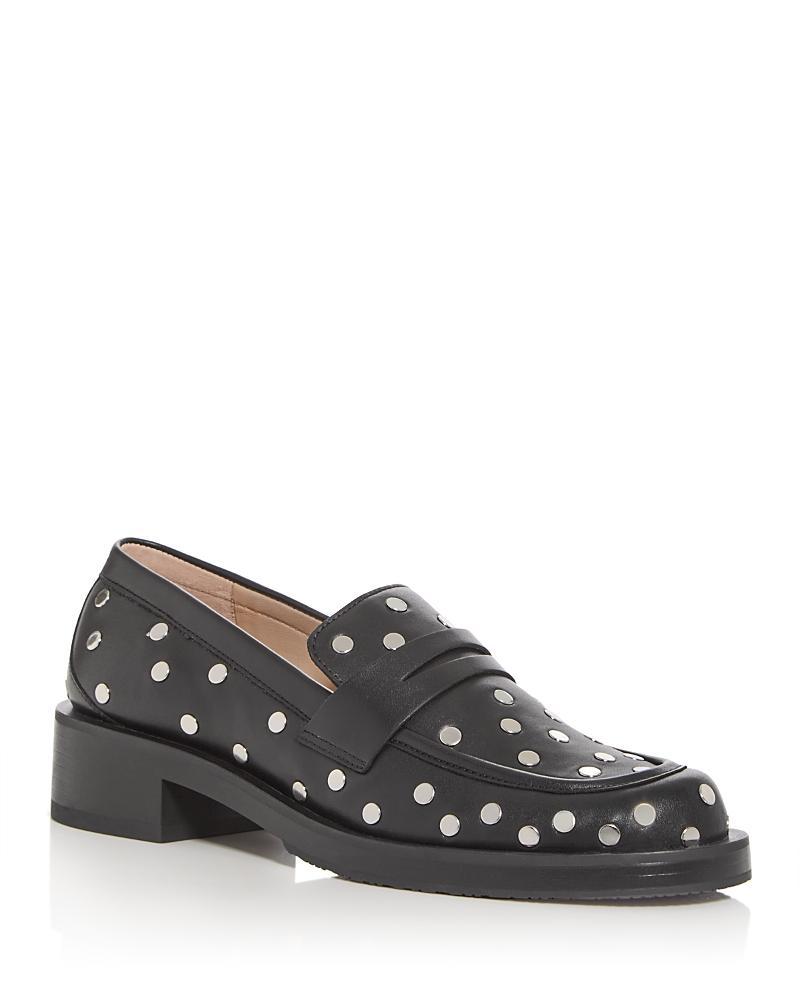 Stuart Weitzman Womens Palmer Bold Stud Embellished Penny Loafers Product Image