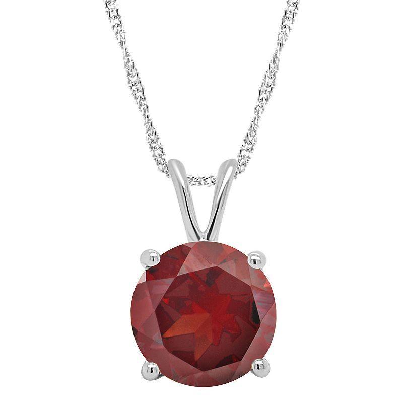 Alyson Layne 14k Gold Round Garnet Pendant Necklace, Womens Product Image