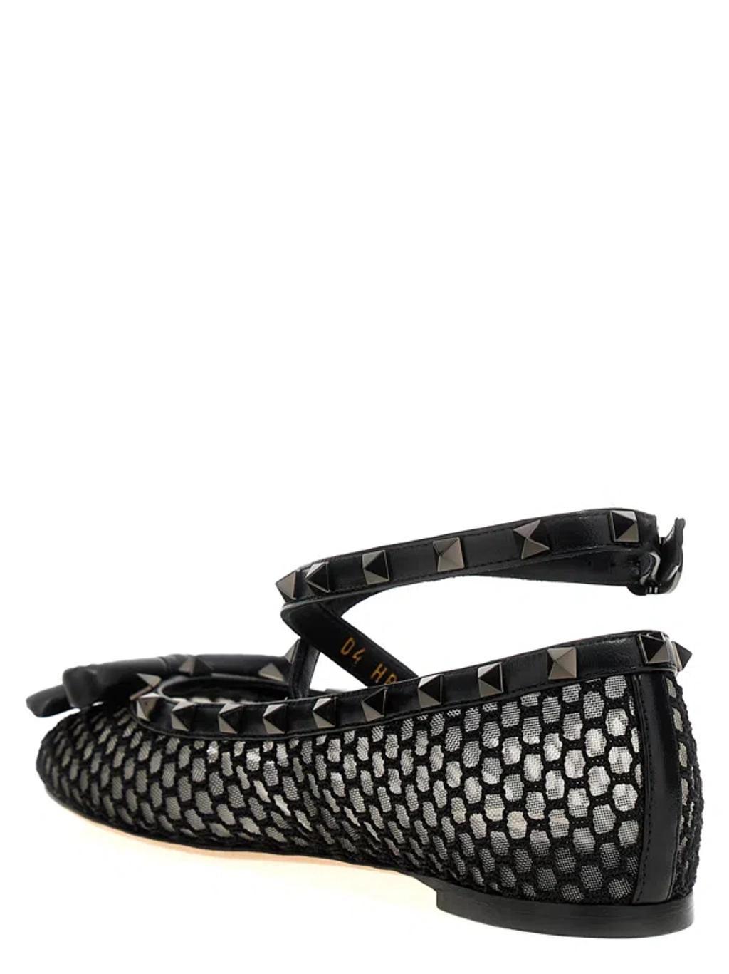 Black Rockstud Ballerina Flats Product Image