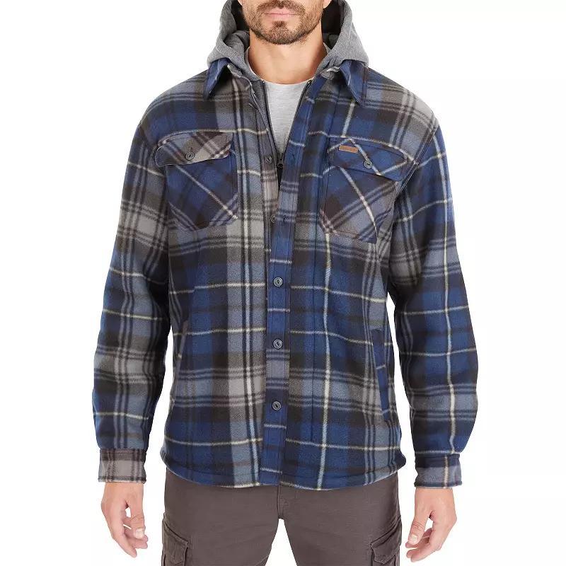 Mens Smiths Workwear Plaid Sherpa-Lined Microfleece Hooded Shirt Jacket Product Image