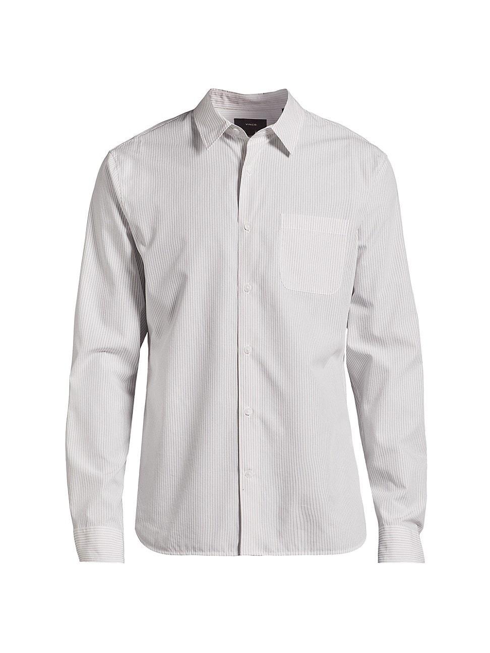 Mens Pinstriped Cotton-Blend Button-Front Shirt Product Image