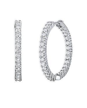 Womens 18K White Gold & 1.53 TCW Diamond Inside-Out Hoop Earrings/25MM Product Image