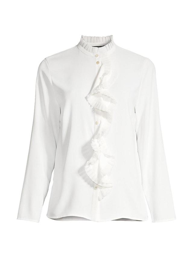 Womens Ruffle-Embellished Crepe Blouse Product Image