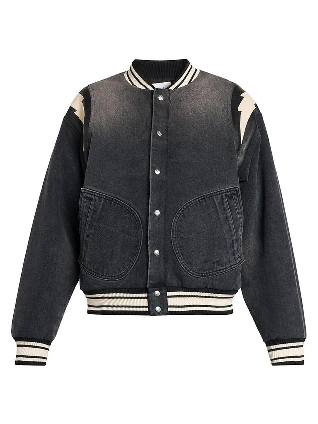 Mens Denim Lighting Bomber Jacket Product Image