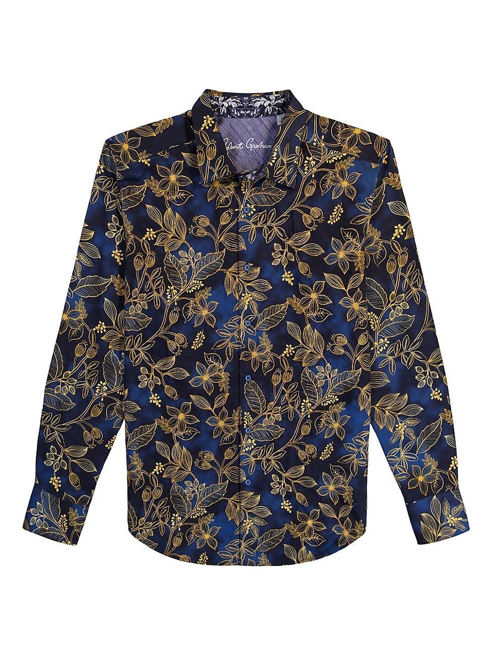 Men's Valmont Leaf-Print Woven Sport Shirt Product Image