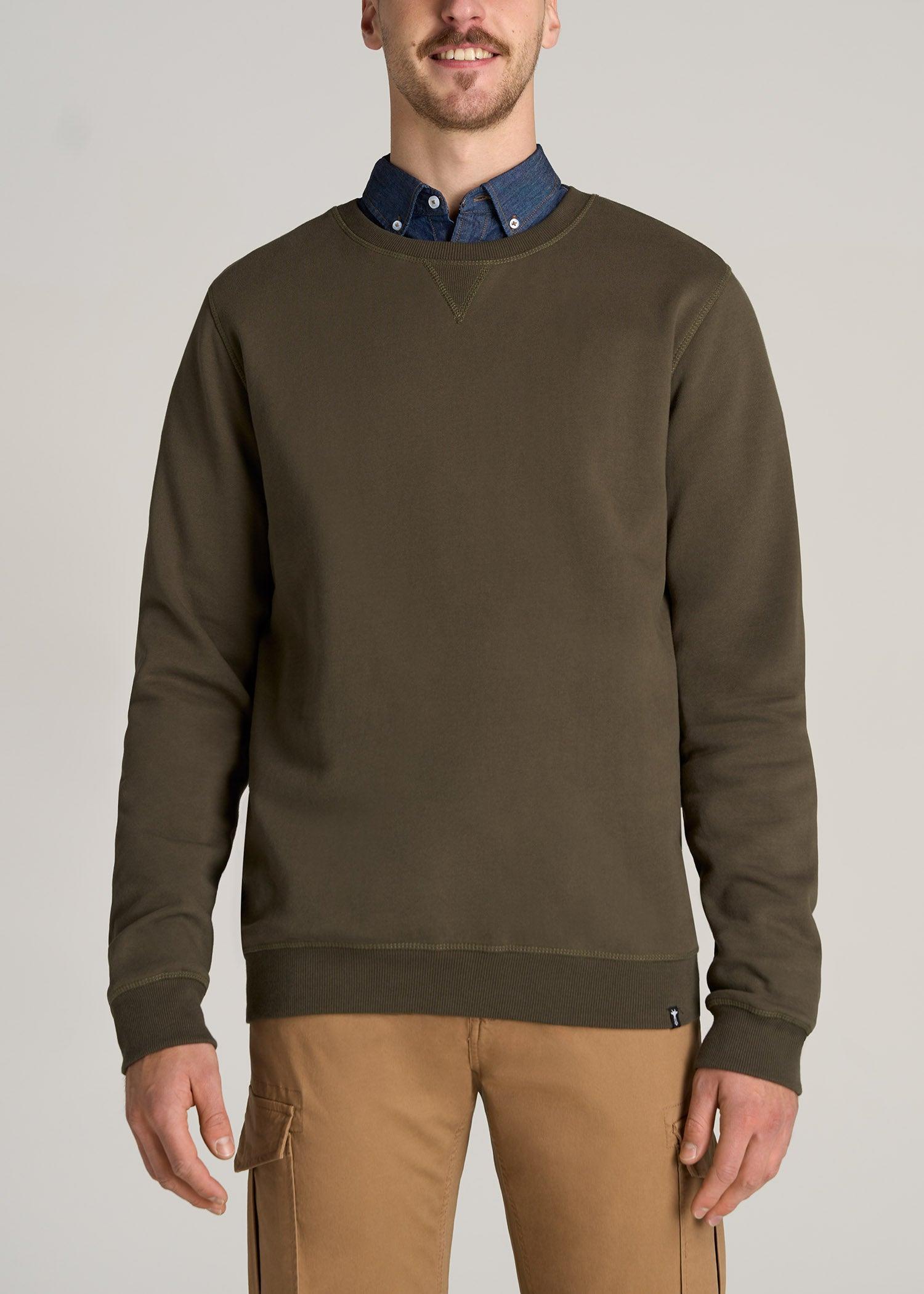 Wearever Fleece Crewneck Tall Men's Sweatshirt in Camo Green Product Image