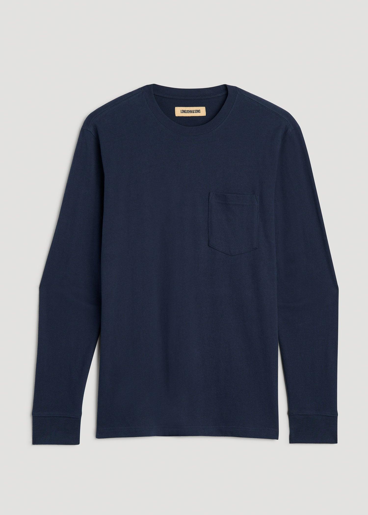 LJ&S Long Sleeve Workwear Pocket Tall Men's Tee in Midnight Navy Male Product Image