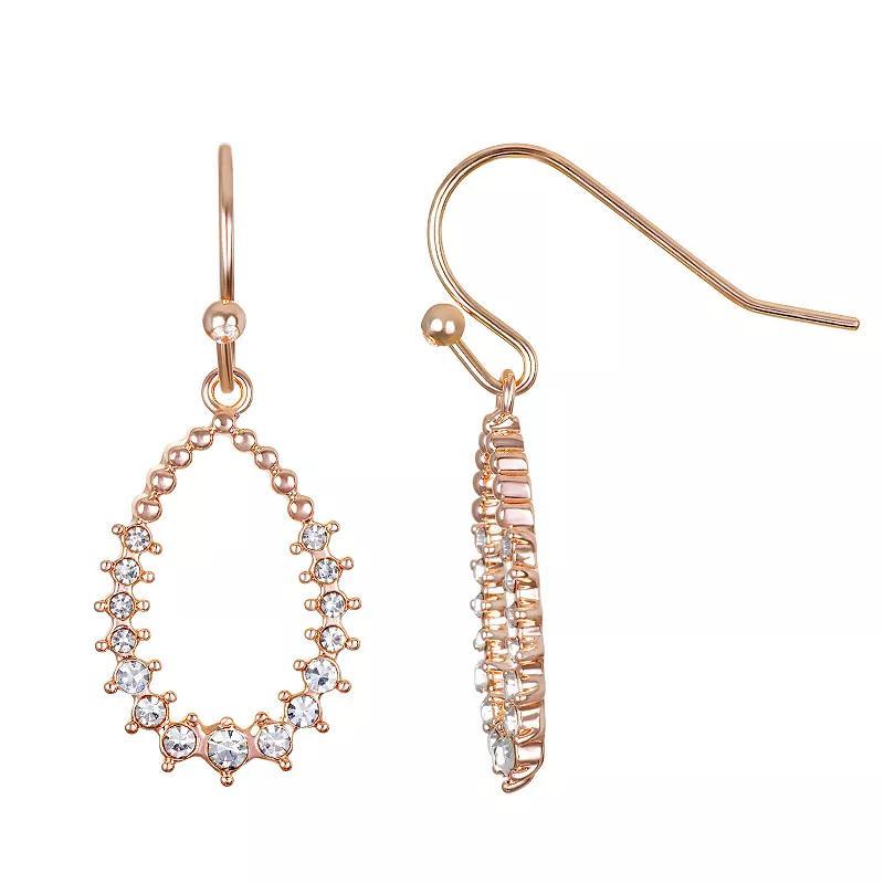 Emberly Rose Gold Tone Open Teardrop Fishhook Earrings, Womens, Clear Product Image