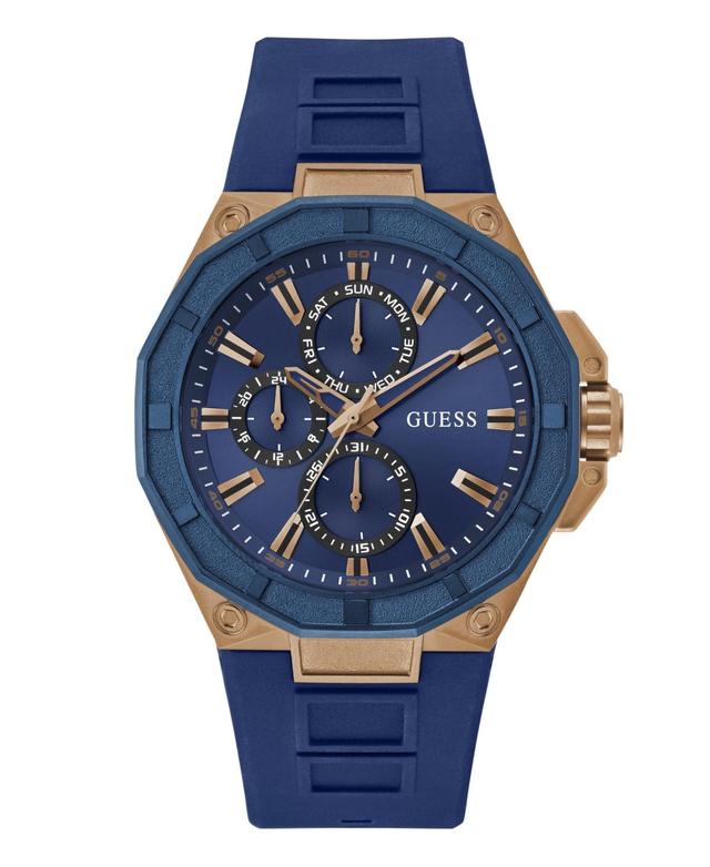 Guess Mens Multi-Function Blue Silicone Watch 46mm - Blue Product Image