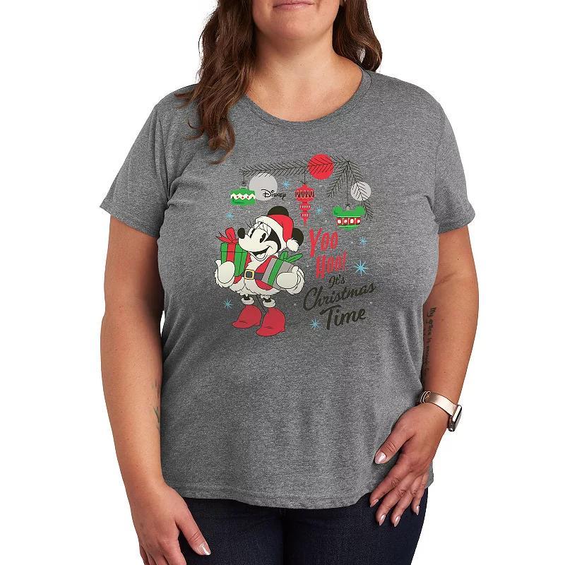 Disneys Minnie Mouse Plus Christmas Time Graphic Tee, Womens Product Image