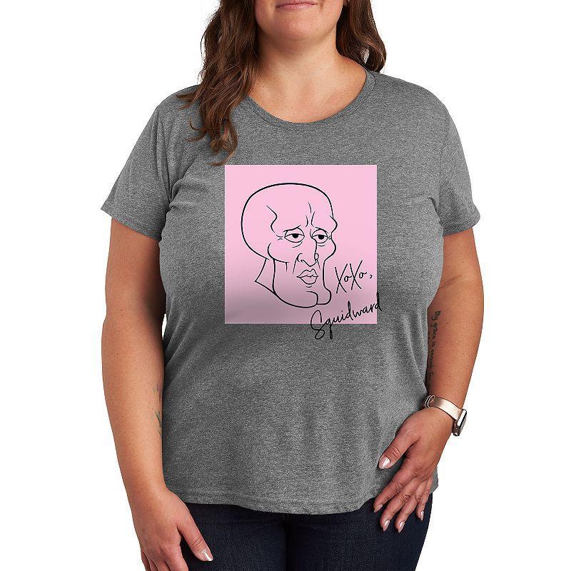 Plus Size SpongeBob Squarepants Xoxo Squidward Graphic Tee, Womens Grey Gray Product Image