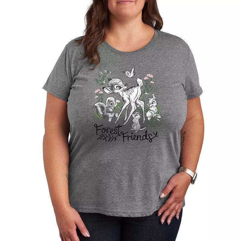 Disneys Lilo & Stitch Plus Love Grid Graphic Tee, Womens Grey Gray Product Image