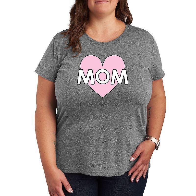 Plus Mom Heart Graphic Tee, Womens Grey Gray Product Image