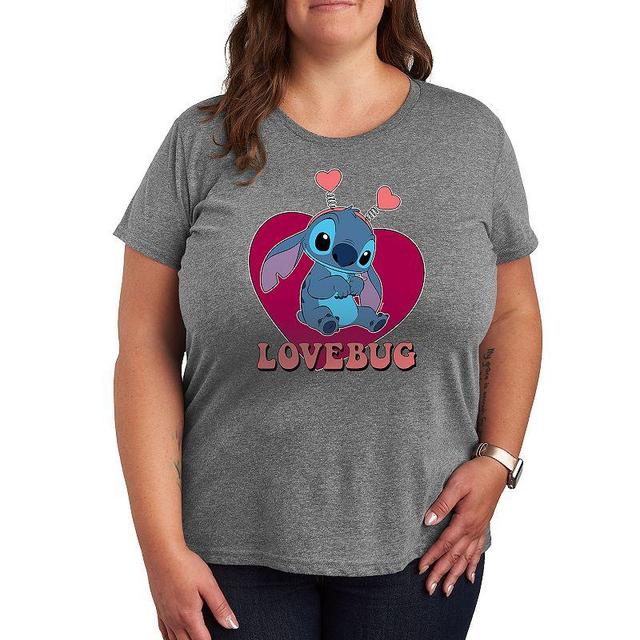 Disneys Lilo & Stitch Plus Lovebug Graphic Tee, Womens Grey Gray Product Image