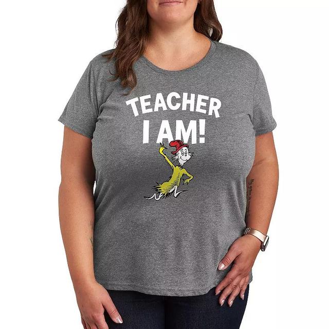 Plus Dr. Seuss Teacher I Am Graphic Tee, Womens Grey Gray Product Image