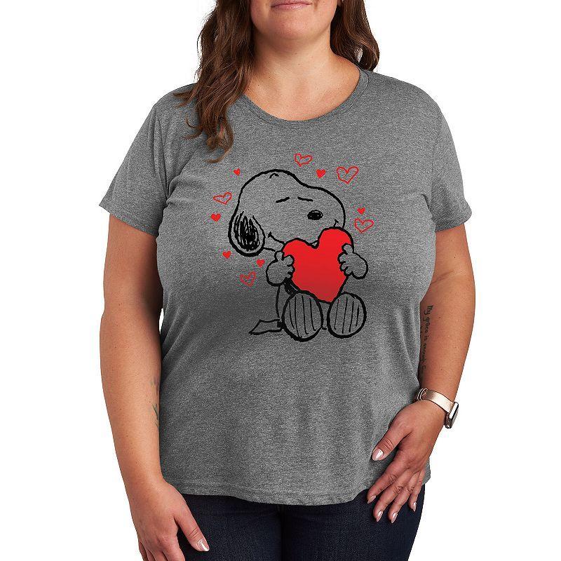 Plus Peanuts Snoopy Hearts Graphic Tee, Womens Product Image