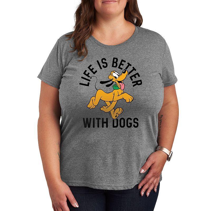 Disneys Pluto Plus Life Is Better With Dogs Graphic Tee, Womens Grey Gray Product Image