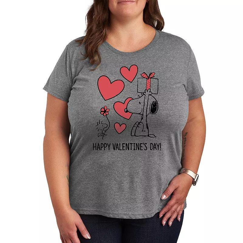 Plus Peanuts Snoopy & Woodstock Happy Valentines Day Graphic Tee, Womens Product Image