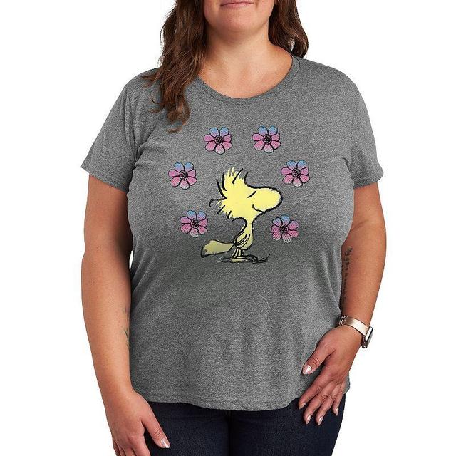 Womens Peanuts Woodstock Floral Graphic Tee, Girls Grey Gray Product Image